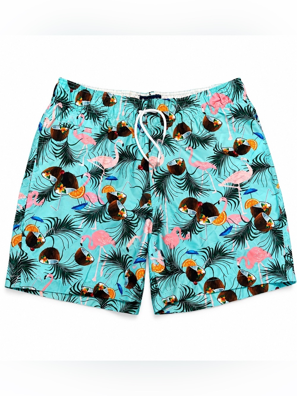 Charleston Threads Flamingo Coconut Swim Trunks Men’s Large